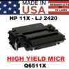 HP 11X - 2400 TONER HY - MICR - USA Made