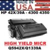 HP 42X-39A - 4250/4350 TONER HY - MICR - USA Made