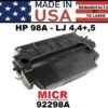 HP 98A - 4/4+/5 TONER - MICR - USA Made