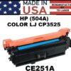 HP 504A - CP3525 TONER - CYAN - USA Made