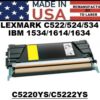 LEXMARK C522 TONER - YELLOW - USA Made