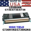 LEXMARK C736 TONER - BLACK - USA Made